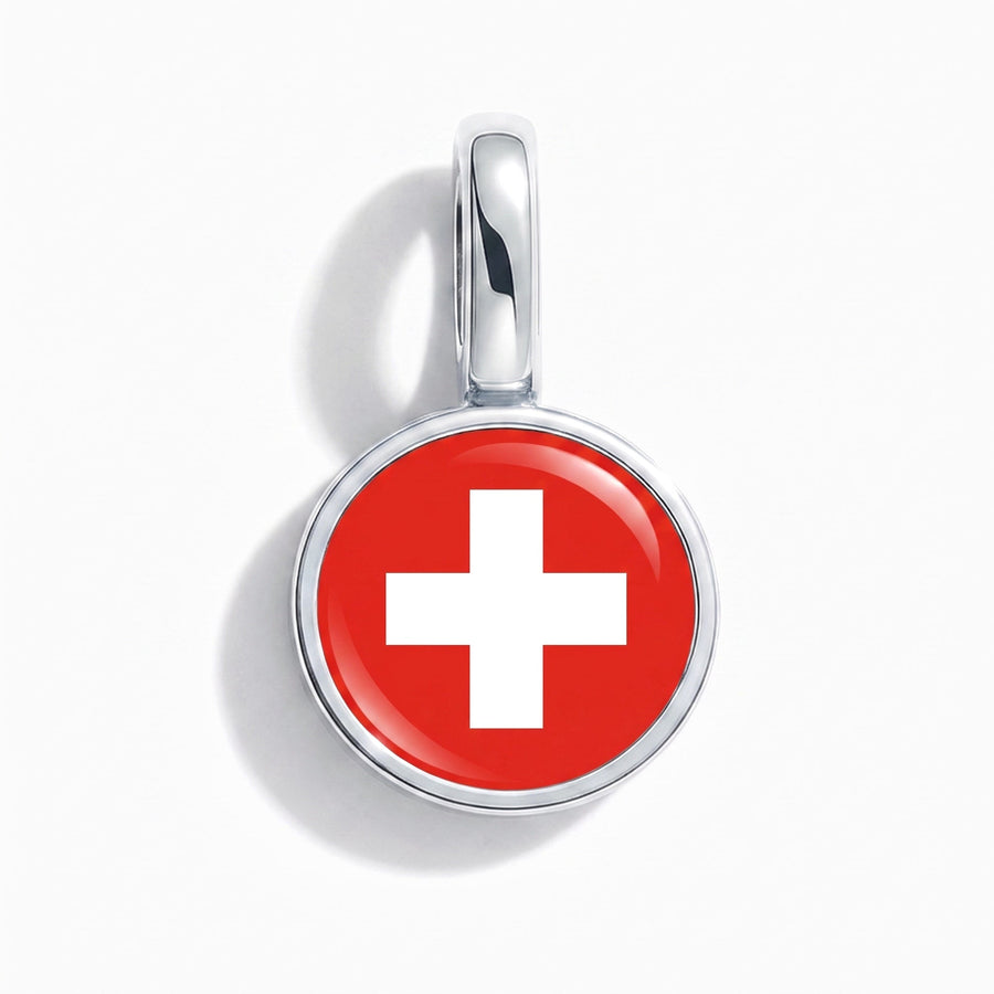 Charm - Flag Round – Silver