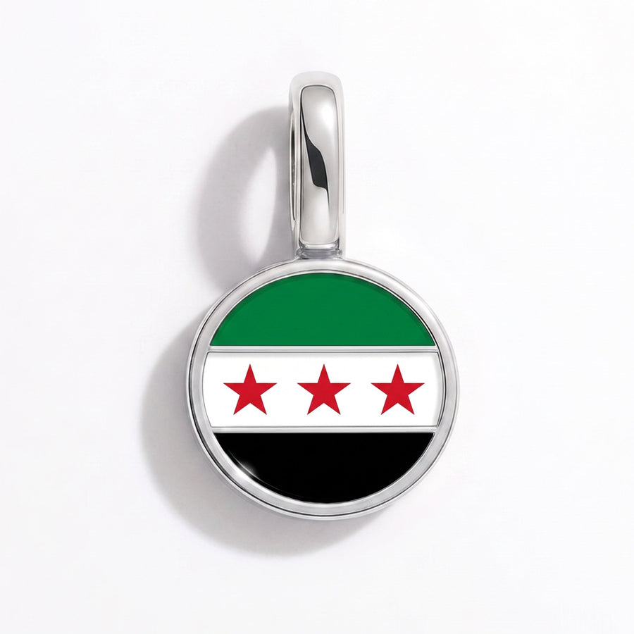 Charm - Flag Round – Silver