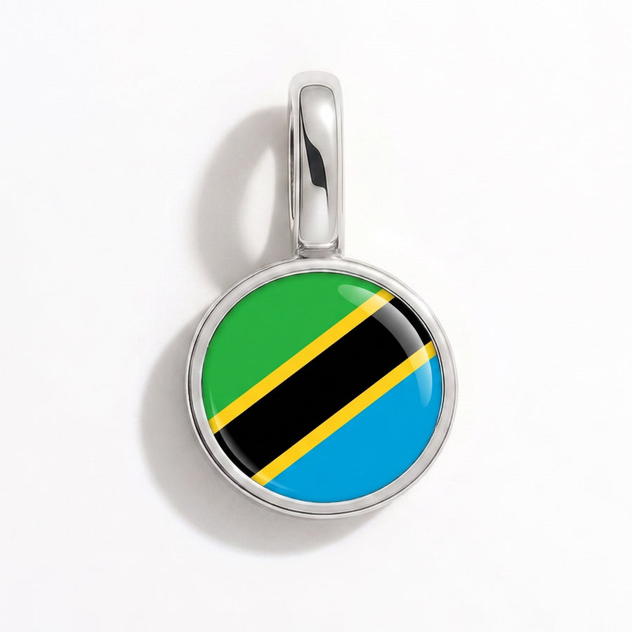 Charm - Flag Round – Silver