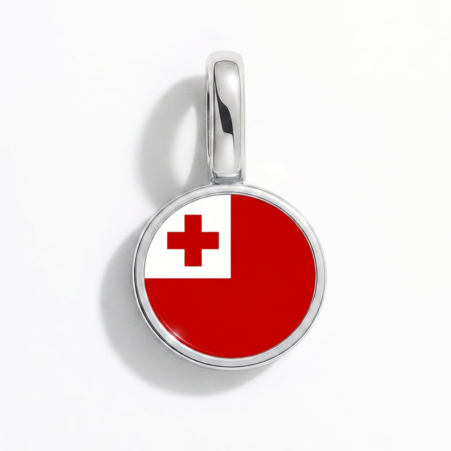 Charm - Flag Round – Silver
