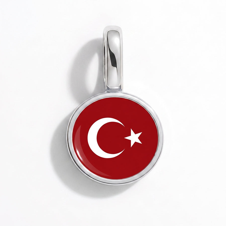 Charm - Flag Round – Silver
