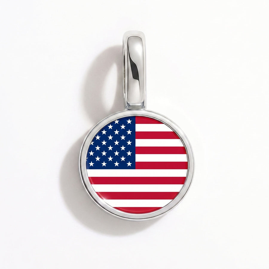 Charm - Flag Round – Silver