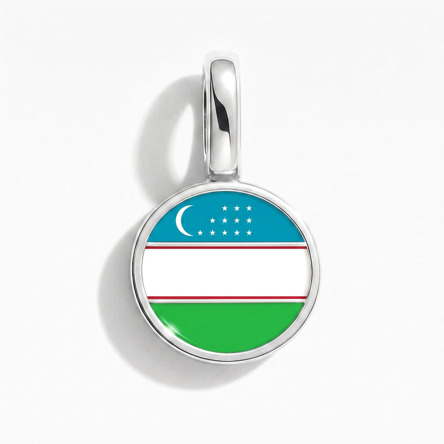 Charm - Flag Round – Silver
