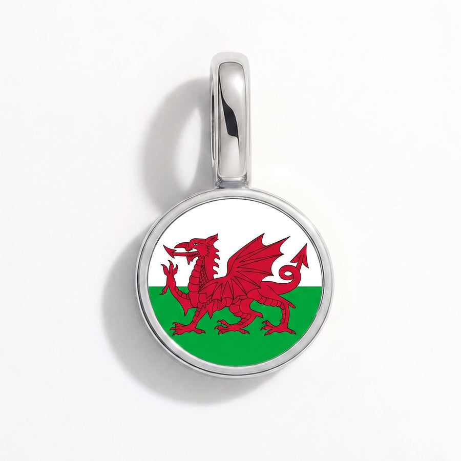 Charm - Flag Round – Silver