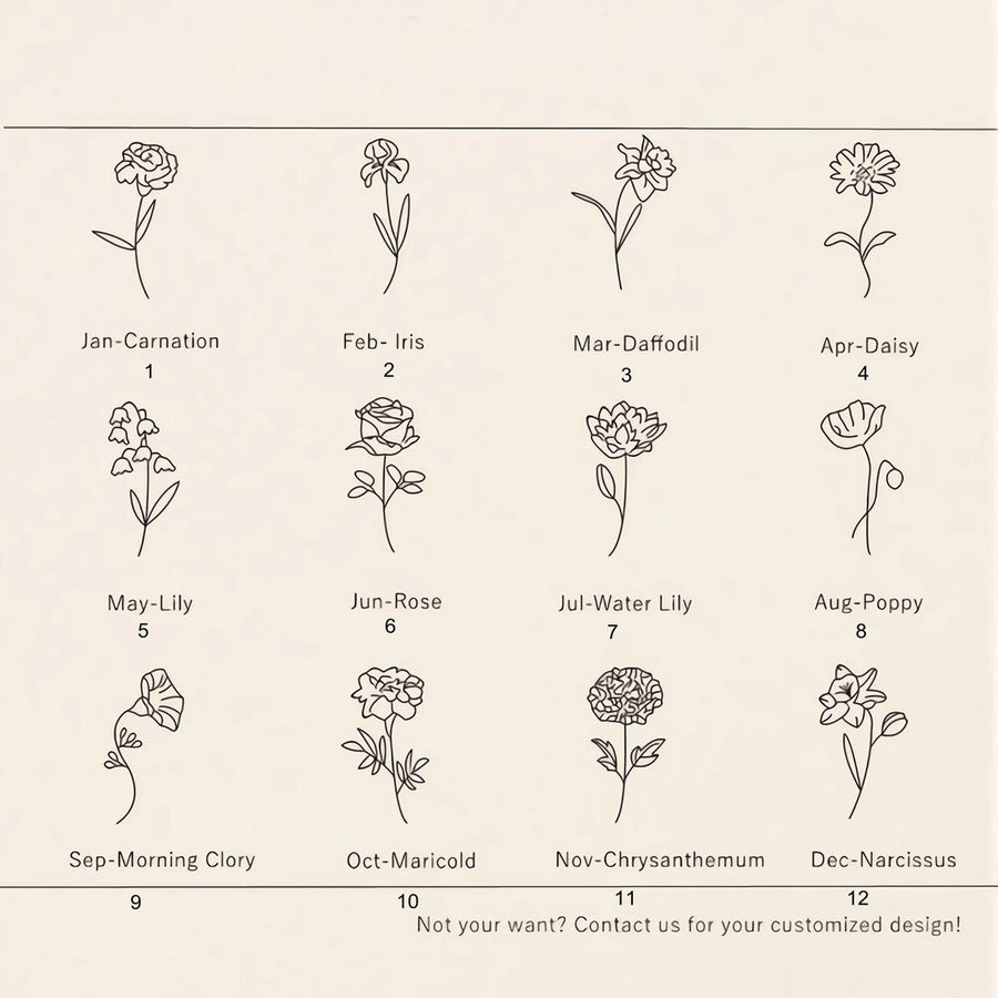 Birth flower name necklace